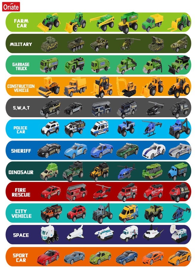 Oriate Diecast Toy Cars Advent Calendar, 12 Pack Mini Metal Cars 1/64, 12 Theme in one Set Blind Box Edition- Include Farm, Space Ship, Truck for Children Birthday Party Decor Gifts - Image 4